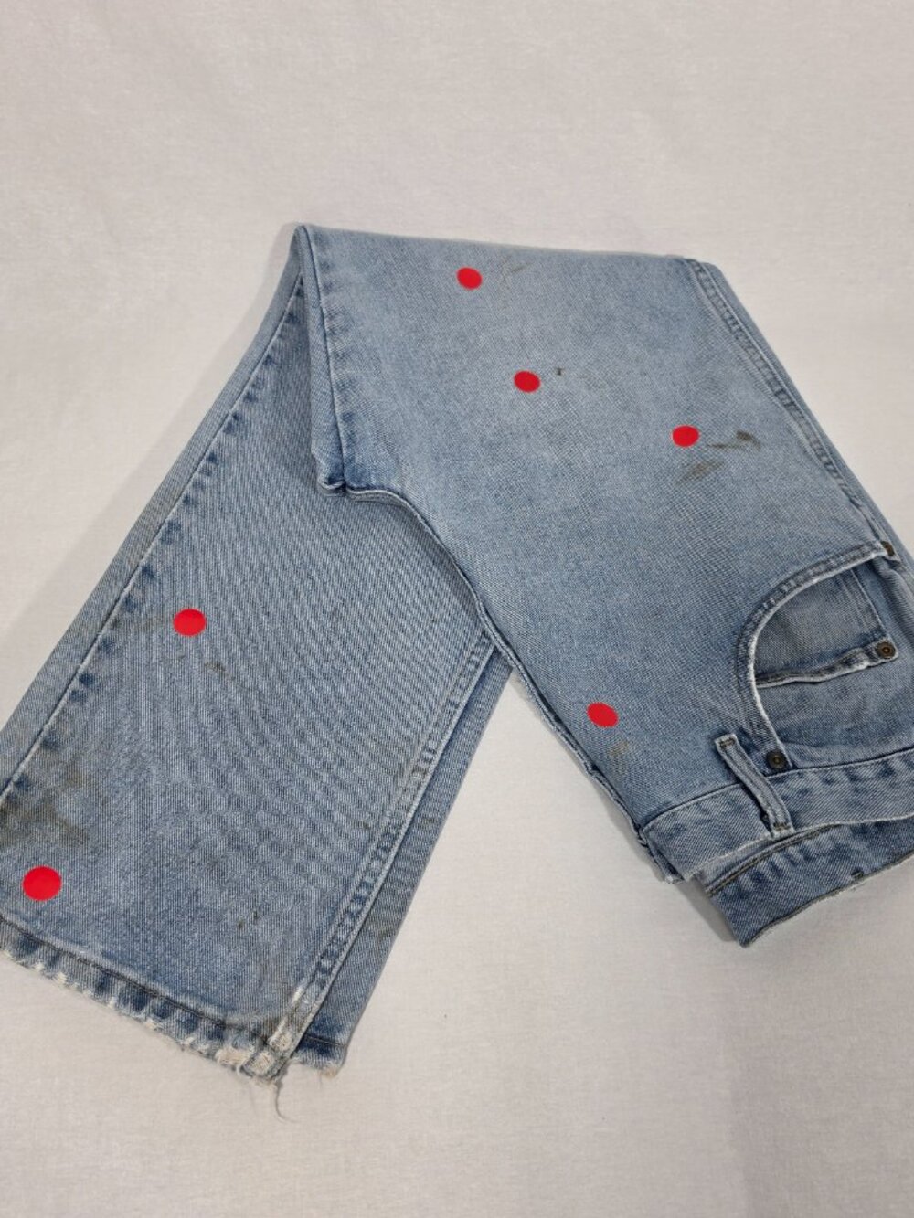 Vintage WRANGLER "Rugged" Natural Fraying/Distressing TRASH Blue Jean Men 36x30. - Picture 8 of 17